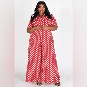 Vibrant Red Polka Dot Jumpsuit